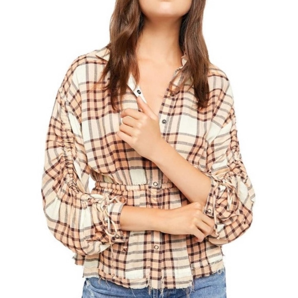 NWT Free People Peach Tree Combo Blouse
